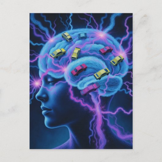 Traffic Jam in The Brain Surreal Briefkaart (Voorkant)