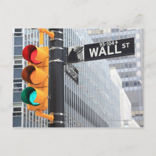 Traffic Light and Wall Street Sign Briefkaart