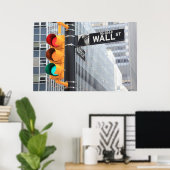 Traffic Light and Wall Street Sign Poster (Thuiskantoor)