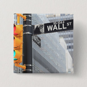 Traffic Light and Wall Street Sign Vierkante Button 5,1 Cm