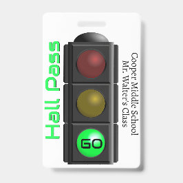 Traffic Light School Hall Pass Badge