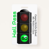 Traffic Light School Hall Pass Badge (Achterkant)