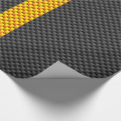 Traffic Yellow Racing Stripes Carbon Fiber Style Cadeaupapier (Hoek)