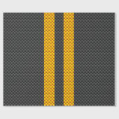 Traffic Yellow Racing Stripes Carbon Fiber Style Cadeaupapier (Vlak)