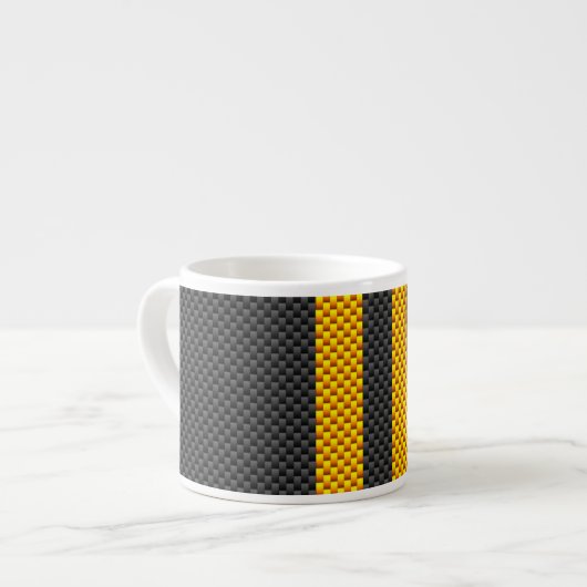 Traffic Yellow Racing Stripes Carbon Fiber Style Espresso Kop (Links)