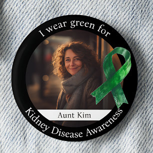Trag Groen voor Nierziekte Bewustzijn Foto Ronde Button 5,7 Cm