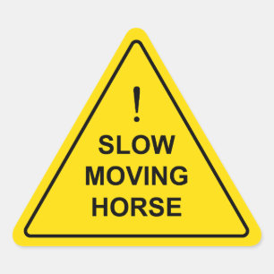 *Trage bewegende paarden" Funny Yellow Warning Sig Sticker