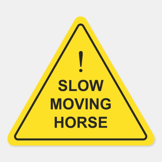 *Trage bewegende paarden" Funny Yellow Warning Sig Sticker (Voorkant)