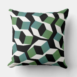 Trage groene zeshoeken en kleurloze delen, op zwar kussen