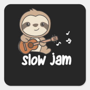 Trage Jam-sleuf maakt muziek met gitaar Vierkante Sticker