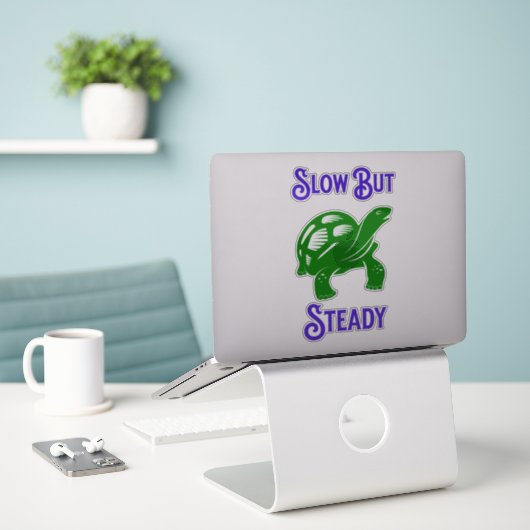 Trage maar stille Funny Turtle Sticker (Laptop op bureau)