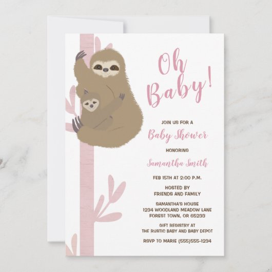 Trage Meisje Baby Shower Uitnodiging (Voorkant)