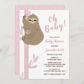 Trage Meisje Baby Shower Uitnodiging (Voorkant / Achterkant)