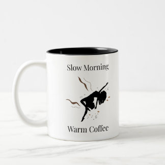 Trage Ochtend Warme Koffie Silhouet Kunst Tweekleurige Koffiemok