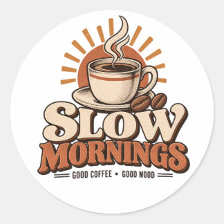 Trage ochtenden goede koffie vintage koffieliefheb ronde sticker