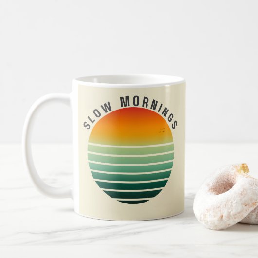 Trage Ochtenden - Retro Esthetische Mok (Met donut)