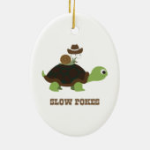 Trage Pokes - cowboyslak en schildpad Keramisch Ornament (Achterkant)