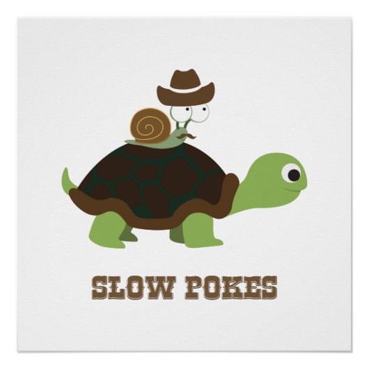 Trage Pokes - cowboyslak en schildpad Perfect Poster (Voorkant)