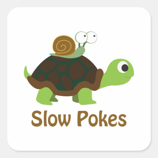 Trage Pokes Cute Turtle and Snail Vierkante Sticker (Voorkant)