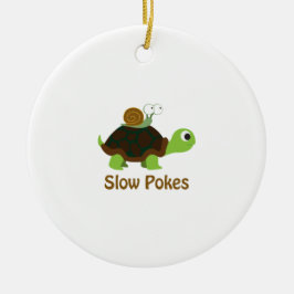 Trage Pokes - Schildpad en slak Keramisch Ornament