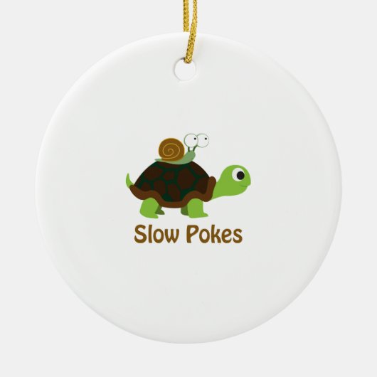 Trage Pokes - Schildpad en slak Keramisch Ornament (Voorkant)
