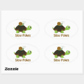 Trage Pokes - Schildpad en slak Ovale Sticker (Vel)