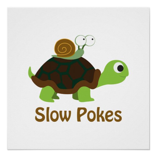 Trage pokken - Cute Turtle and Snail Perfect Poster (Voorkant)