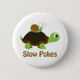 Trage pokken - Cute Turtle and Snail Ronde Button 5,7 Cm
