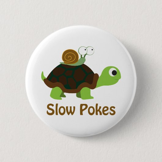 Trage pokken - Cute Turtle and Snail Ronde Button 5,7 Cm (Voorkant)