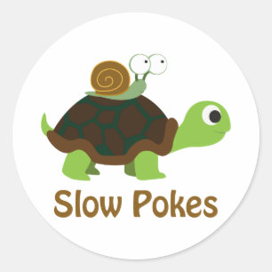 Trage pokken - Cute Turtle and Snail Ronde Sticker