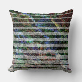 Trage strip en krasse kleine vierkantjes in lijnen kussen