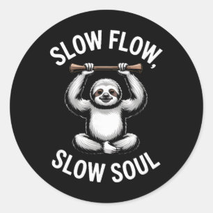 Trage Stroom Trage Ziel Luiaard Yoga Meditatie _2 Ronde Sticker