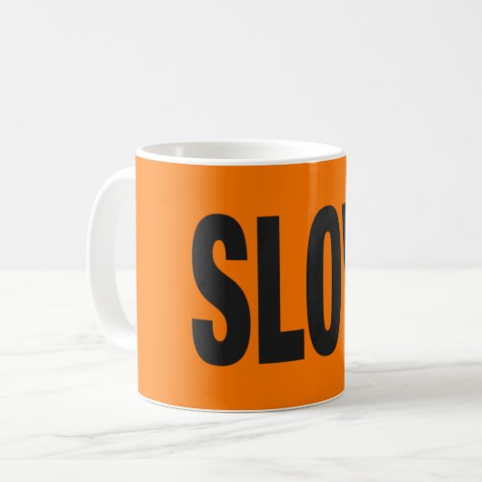 Trage waarschuwing koffiemok (Voorkant links)