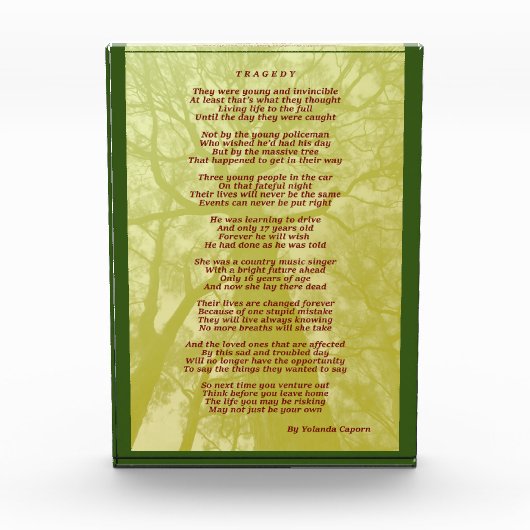 Tragedie Acrylblok Fotoblokken (Voorkant)