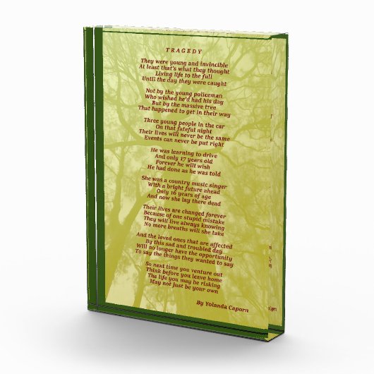 Tragedie Acrylblok Fotoblokken (Rechts)