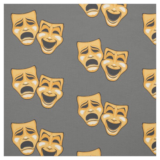 Tragedie Comedy Theater geel Stof (Swatch)
