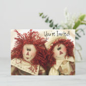 Tragedie Dolls Invitations Birthday of Any Occasio Kaart (Staand voorkant)