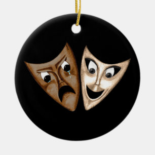 Tragedie en comedy keramisch ornament