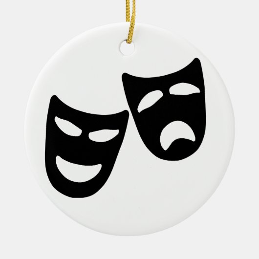 Tragedie- en comedy-maskers keramisch ornament (Voorkant)