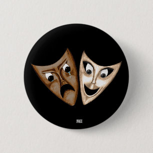 Tragedie en comedy ronde button 5,7 cm
