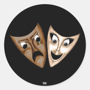 Tragedie en comedy ronde sticker