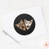 Tragedie en comedy ronde sticker (Envelop)