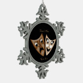 Tragedie en comedy tin sneeuwvlok ornament (Links)