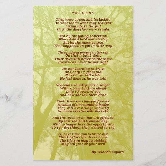 Tragedie Flyer (Voorkant)
