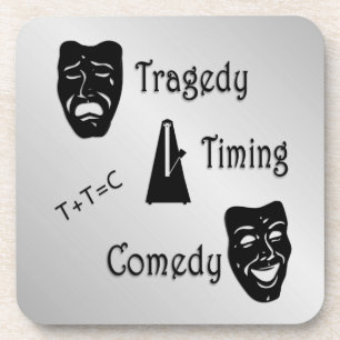 Tragedie + Timing staat gelijk aan Comedy-theater Bier Onderzetter