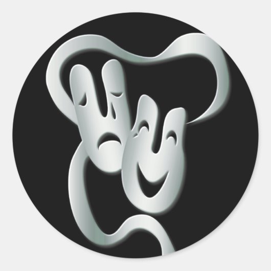 Tragedie tragedie tragisch zwart-witteken van bios ronde sticker (Voorkant)