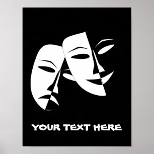 Tragedie van de comedie van het theater Zwarte Wit Poster