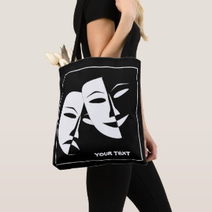 Tragedie van de comedie van het theater Zwarte Wit Tote Bag