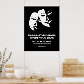 Tragedie van de comedy van het theater Black White Poster (Keuken)