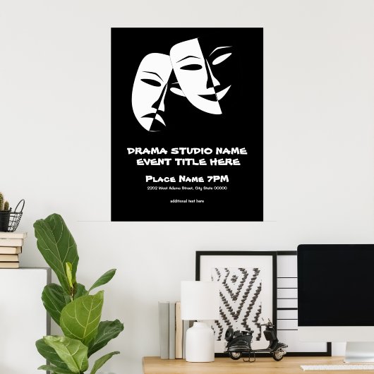 Tragedie van de comedy van het theater Black White Poster (Thuiskantoor)